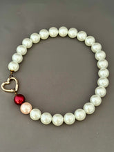 Load image into Gallery viewer, Colleen Necklace - Cream Valentine with Heart Clasp