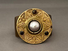 Load image into Gallery viewer, Victoria Cuff - Gray Pearl and Dark Red