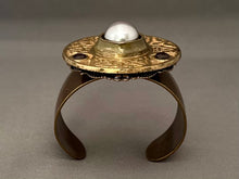 Load image into Gallery viewer, Victoria Cuff - Gray Pearl and Dark Red