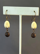 Load image into Gallery viewer, Jasmine Resin Earrings - Vintage Resin and Brass Filigree