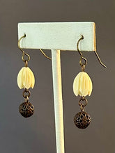Load image into Gallery viewer, Jasmine Resin Earrings - Vintage Resin and Brass Filigree