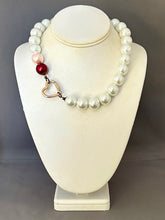 Load image into Gallery viewer, Colleen Necklace - Cream Valentine with Heart Clasp
