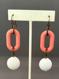 Frankie Earrings - Pink and White