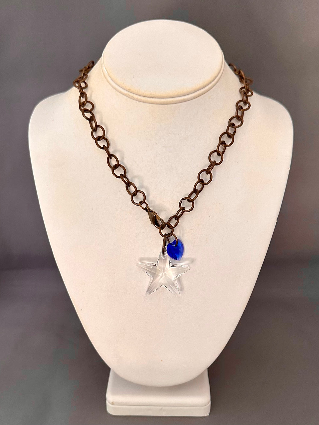 Klara Necklace - Clear with Blue Heart