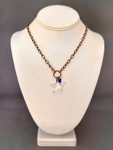 Danielle Necklace - Clear with Blue Heart