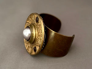 Victoria Cuff - Gray Pearl and Dark Red