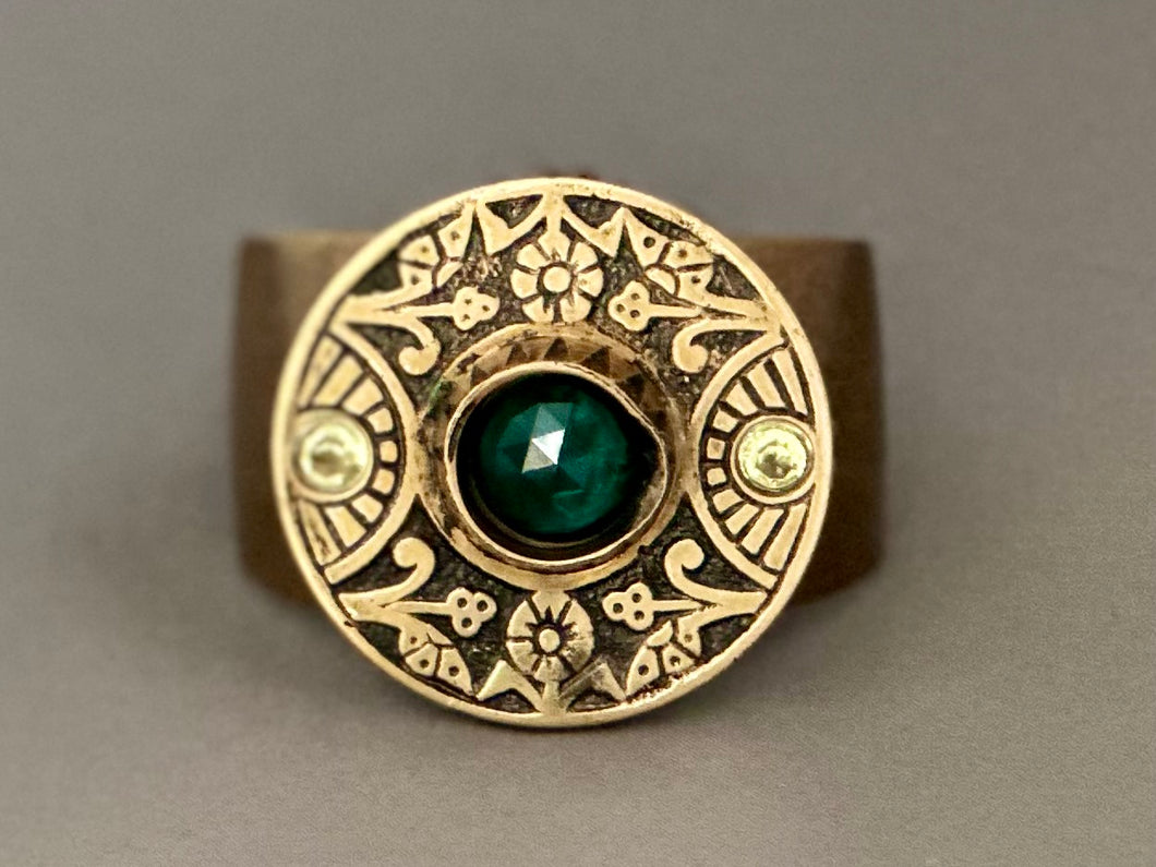 Victoria Cuff - Teal Green and Pale Yellow