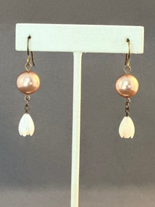 Jasmine MOP Earrings 1- Cream and Rose